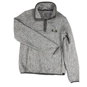 LL Bean 1/4 Snap Fleece Pullover Mens Small Gray Long Sleeve Slightly Fitted